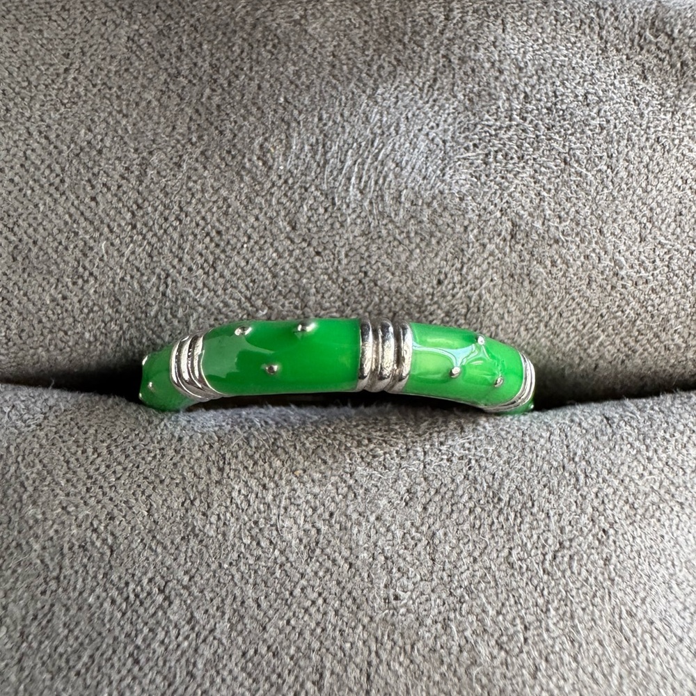 925 Sterling Silver Spring Green Enamel Eternity Bead Ring - Picture 6 of 6